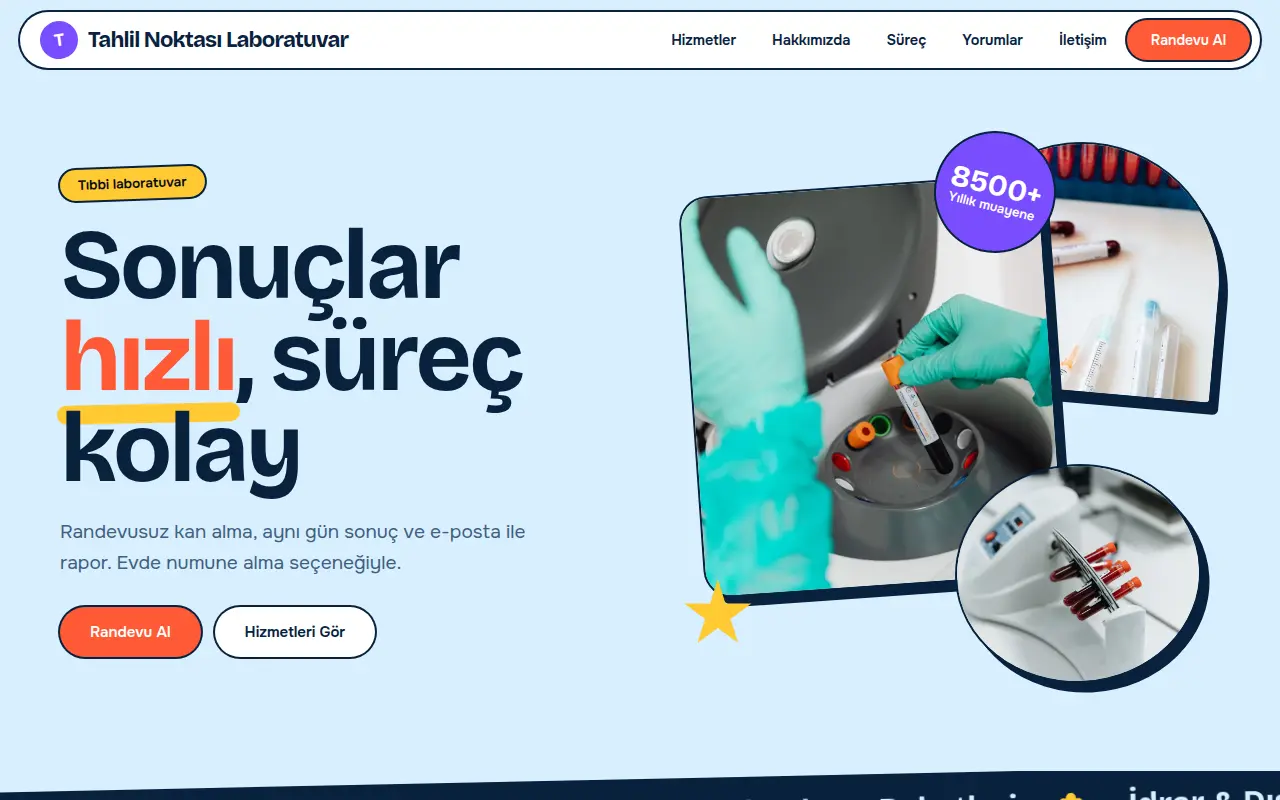 Kişisel Doktor Web Sitesi — Tahlil Noktası Laboratuvar
